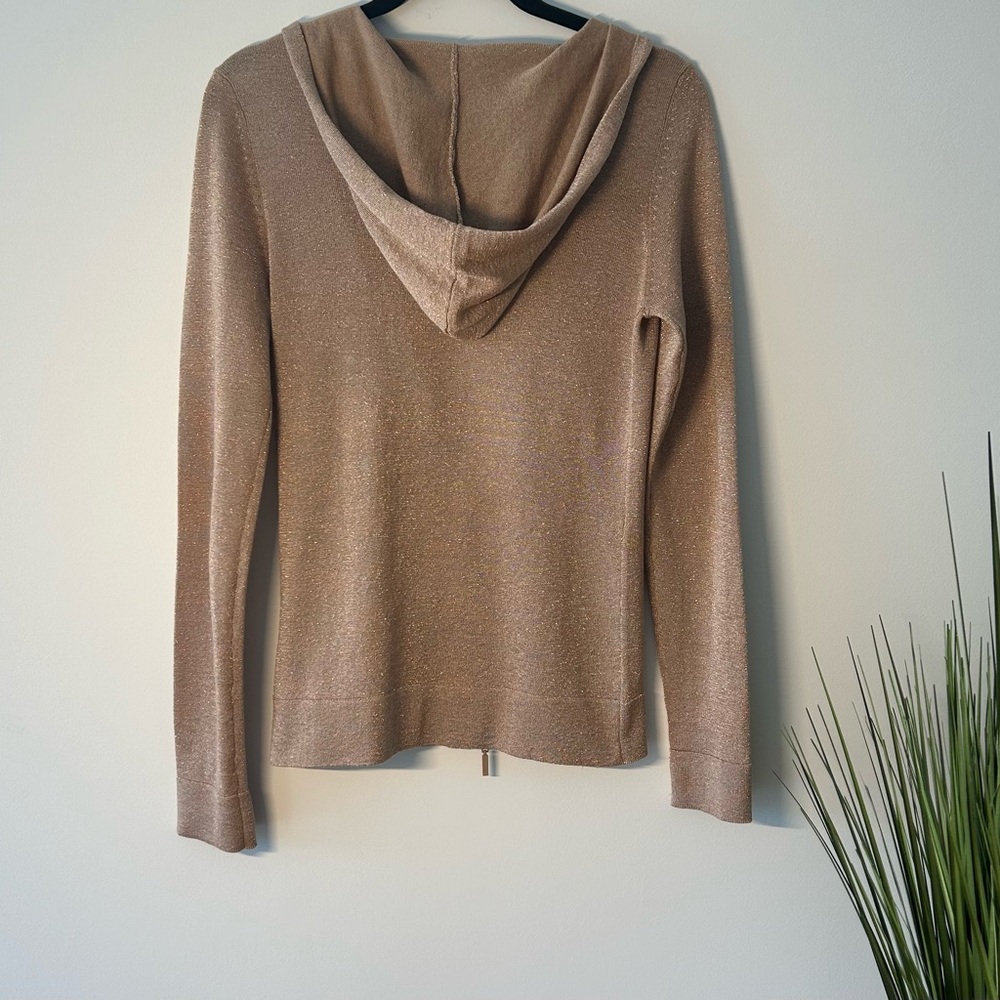 CHARLOTTE, Shimmered Golden Thread Zipped Hoodie